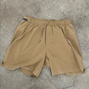 Men's Tan Athletic Shorts with Drawstring